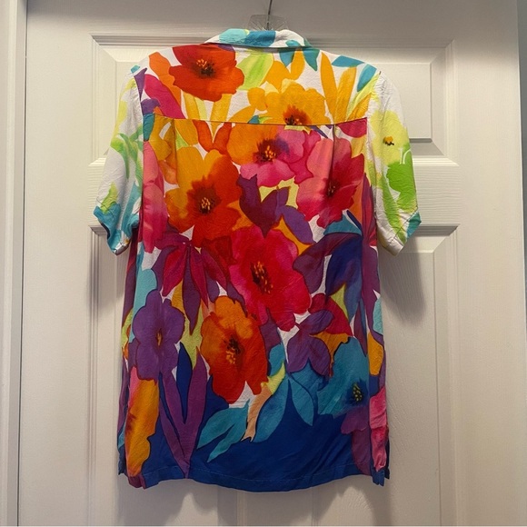 Jams World Floral Hawaiian Button Front Shirt W624-DRED DREAMLAND print Size M - Picture 4 of 8